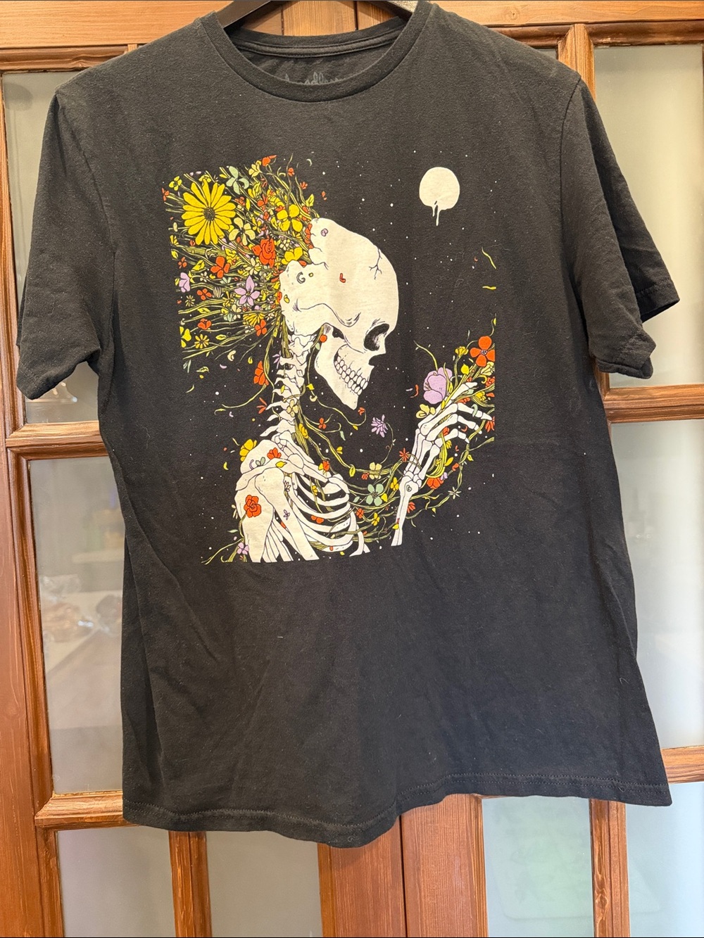 Threadless Black Graphic Tee with Light Blue Tag Print